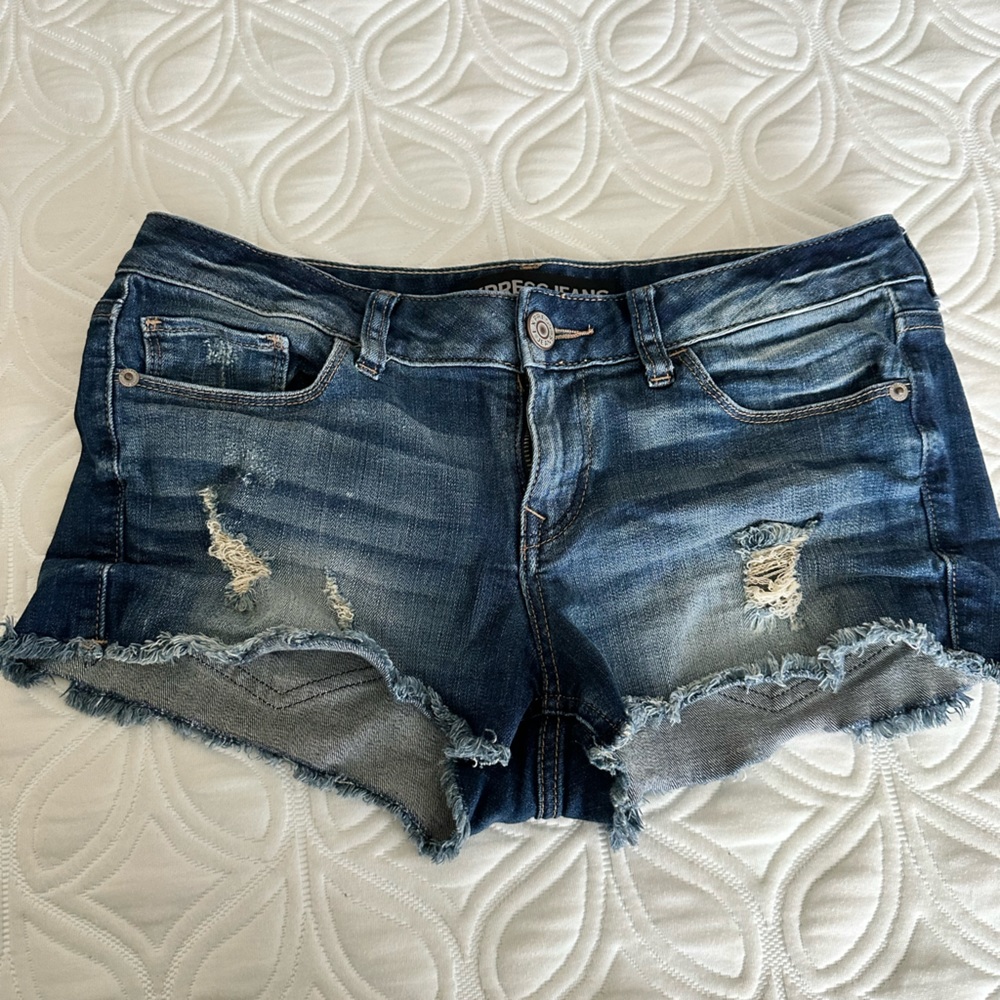 Express distressed denim shorts